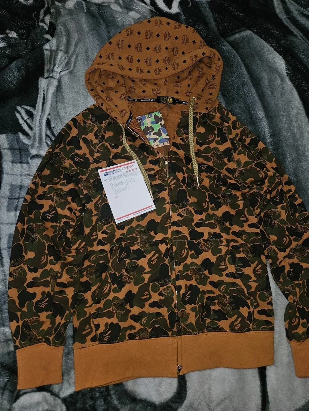 MCM x BAPE Zip up hoodie Size Large